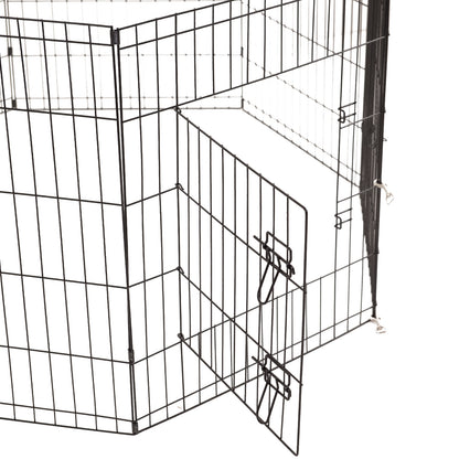 4Paws 8 Panel Playpen Puppy Exercise Fence Cage Enclosure (24" - Black)