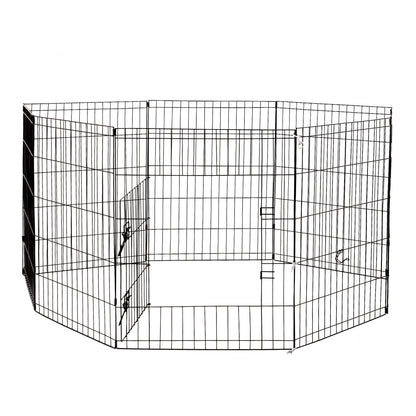 4Paws 8 Panel Playpen Puppy Exercise Fence Cage Enclosure (30" - Black)