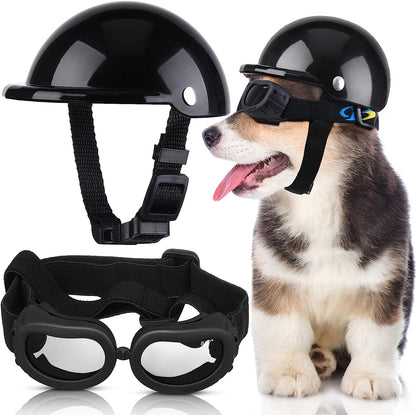 Dog Helmet Goggles UV Protection Dog Small (Black)