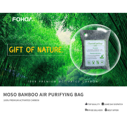 5PCS Activated Bamboo Charcoal Air Purifying Bags – 200g, Eco-Friendly Fresheners for Car, Home, Shoes, and Pet Areas