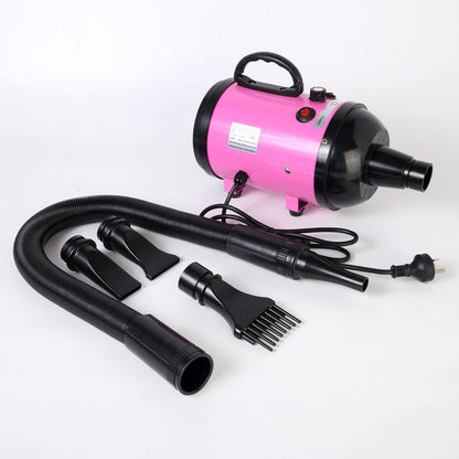 2800W High Velocity Dog Dryer - Adjustable Speed with 4 Nozzles (Pink)