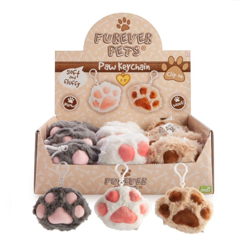 Furever Pets - Cat Paw Plush Keychain - Assorted