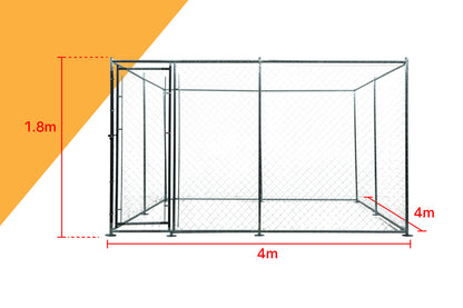 4x4m Dog Enclosure Kennel Large Chain Dogs Cat Cage Pet Animal Fencing Run Outdoor Fenced Playpen