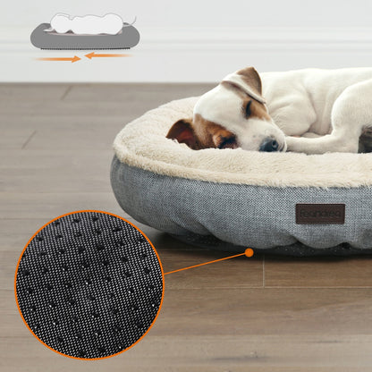 FEANDREA - 55cm Dog Sofa Bed Round Shape Fabric - Grey