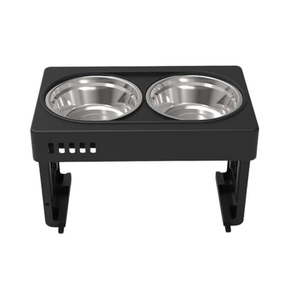 Floofi - Elevated Raised Pet Feeder with Double Bowl - Black