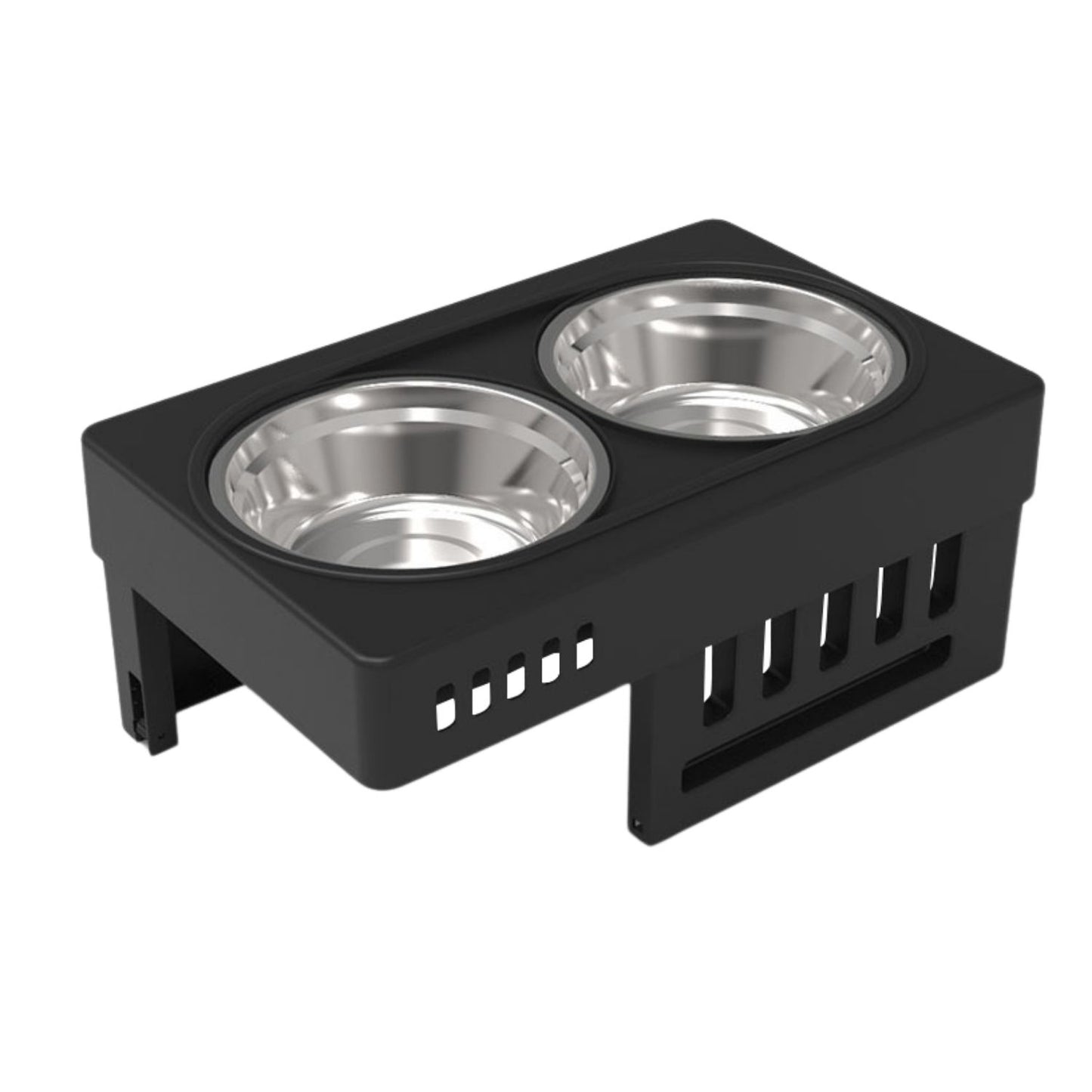 Floofi - Elevated Raised Pet Feeder with Double Bowl - Black