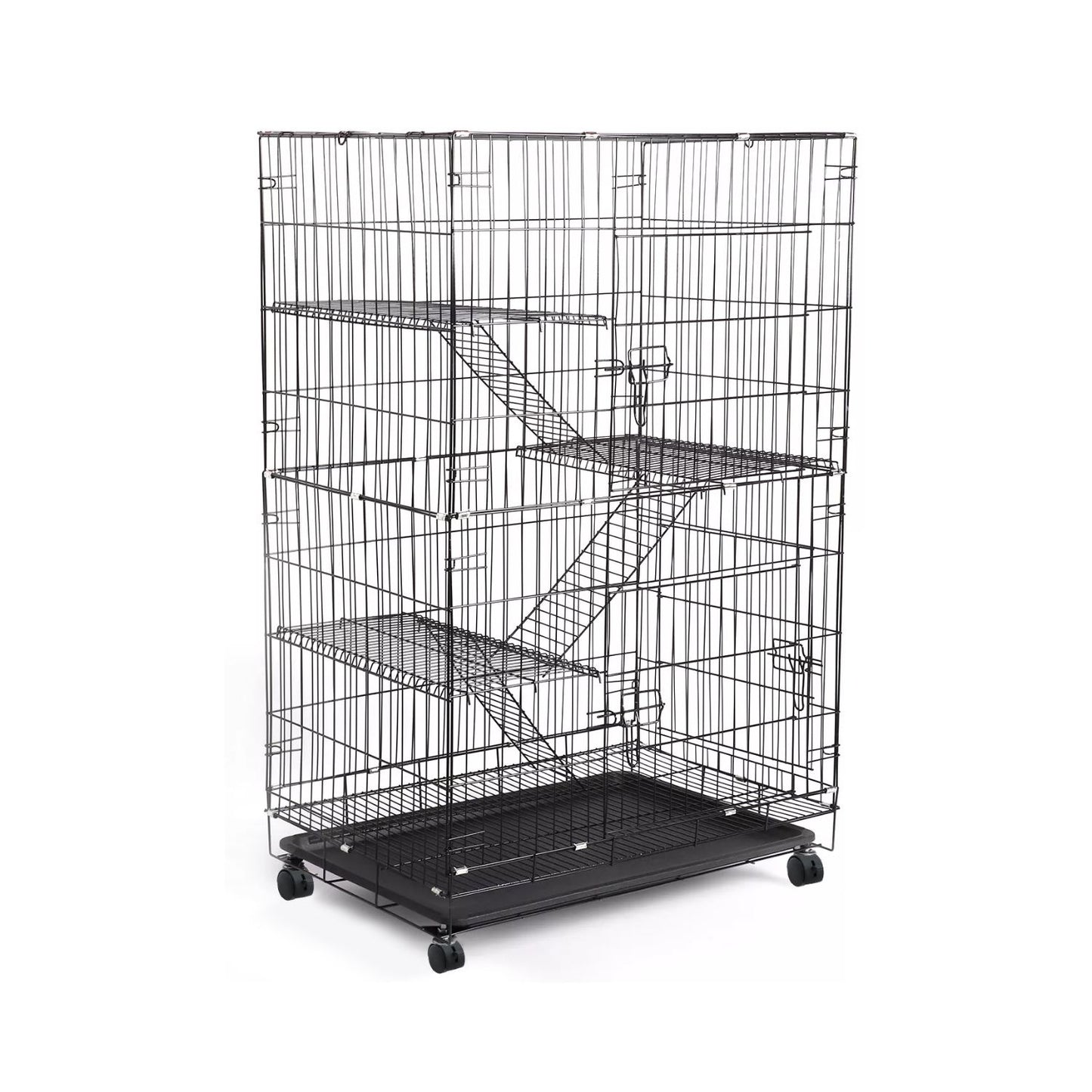 Floofi - Three-Level Pet Rabbit Bird Cage with Hammock - Black