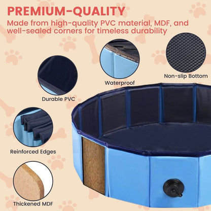 Floofi - Pet Pool 120x30cm XL - Blue Circle