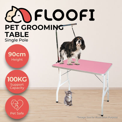 Floofi - Pet Grooming Table 90cm Single Pole - Pink