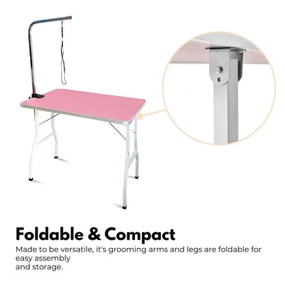 Floofi - Pet Grooming Table 90cm Single Pole - Pink