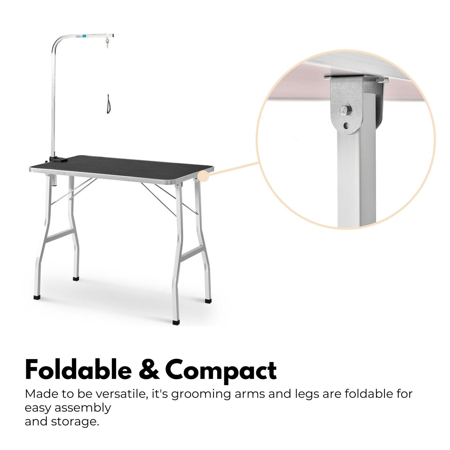 Floofi - Pet Grooming Table 90cm Single Pole - Black