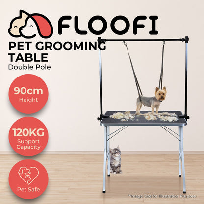 Floofi - Pet Grooming Table 90cm Double Pole - Black