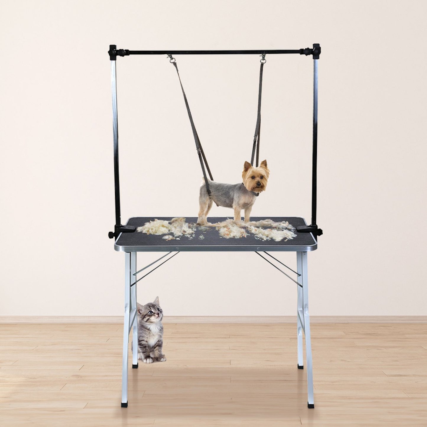 Floofi - Pet Grooming Table 90cm Double Pole - Black