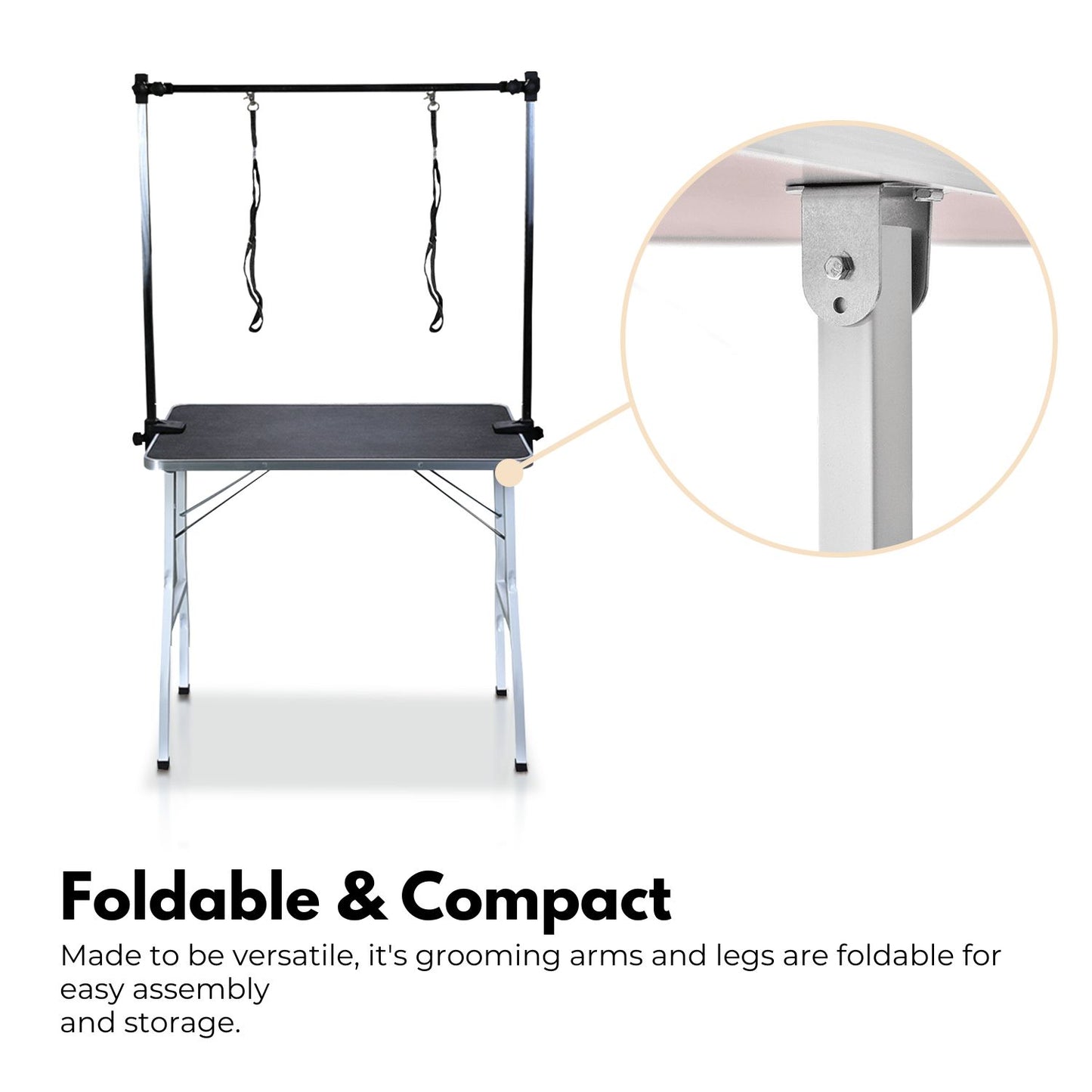 Floofi - Pet Grooming Table 90cm Double Pole - Black