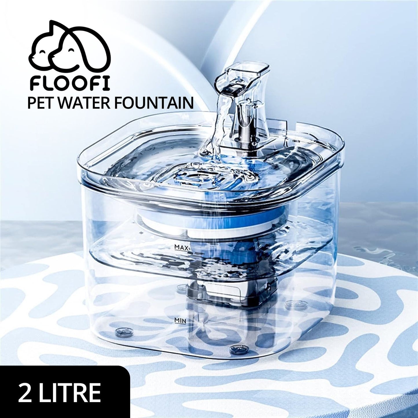 Floofi - 2L Pet Water Fountain for Cats and Small Dogs