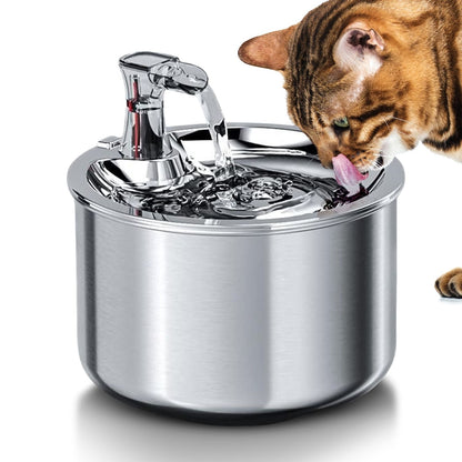 Floofi - 2L Stainless Steel Pet Water Fountain for Cats and Small Dogs