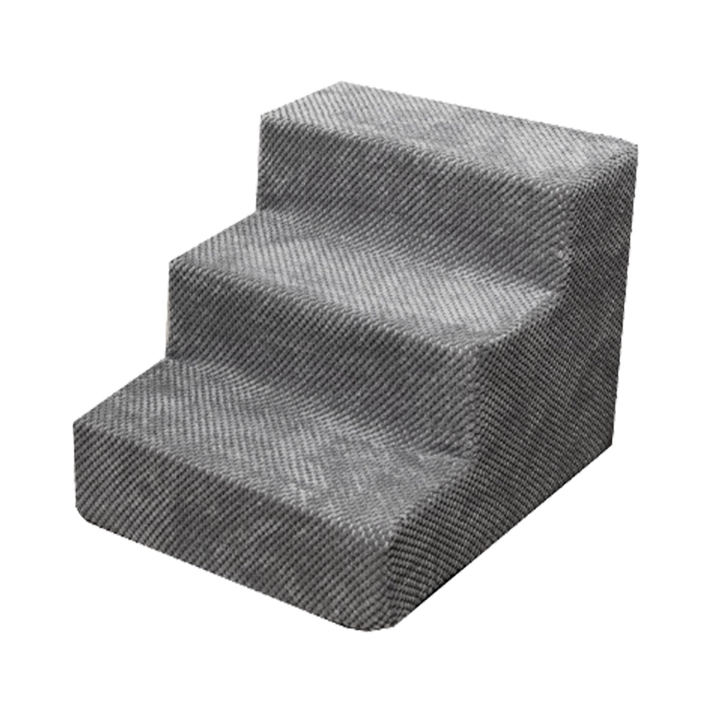 Floofi - 3-Step Detachable Memory Foam Pet Stairs with Removable Washable Cover - Grey