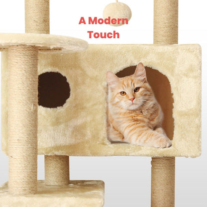 Floofi - 150cm Plush Cat Condo Cat Tree - Beige