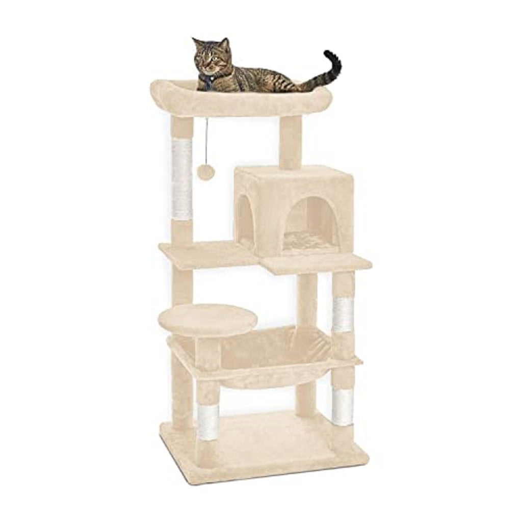 Floofi - 118cm Plush Cat Condo Cat Tree - Beige