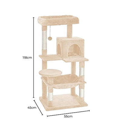 Floofi - 118cm Plush Cat Condo Cat Tree - Beige