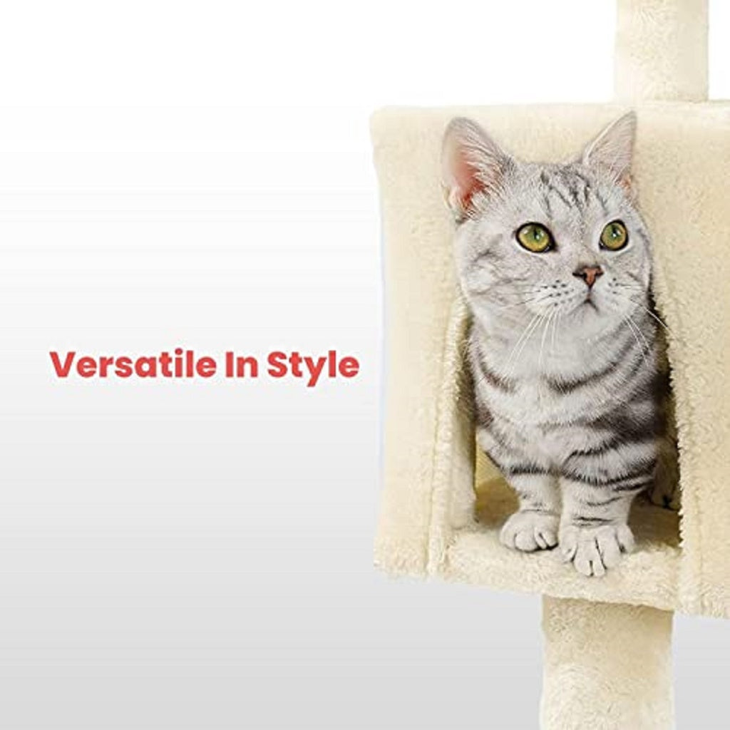 Floofi - 118cm Plush Cat Condo Cat Tree - Beige