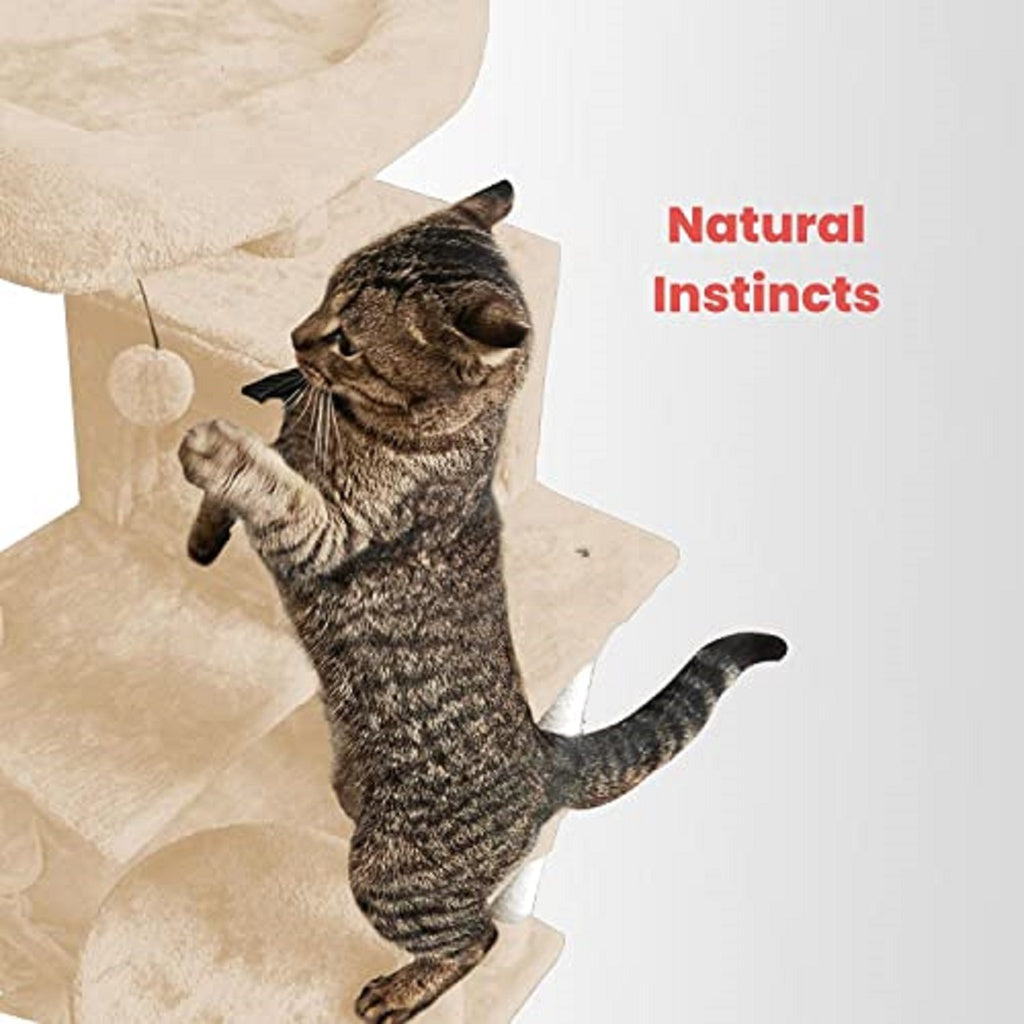 Floofi - 118cm Plush Cat Condo Cat Tree - Beige