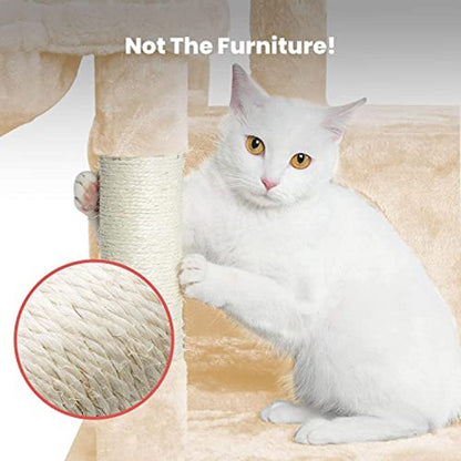 Floofi - 118cm Plush Cat Condo Cat Tree - Beige