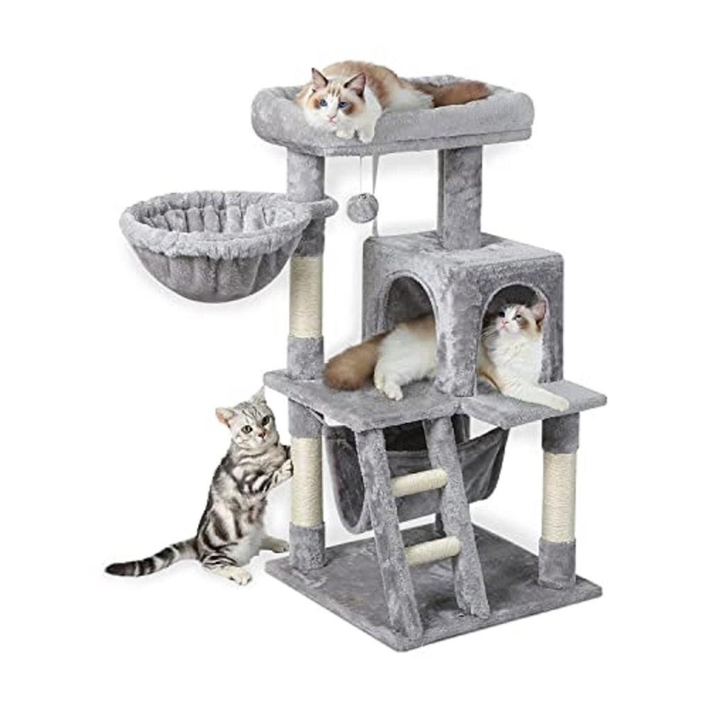 Floofi - 104cm Plush Cat Condo Cat Tree - Light Grey