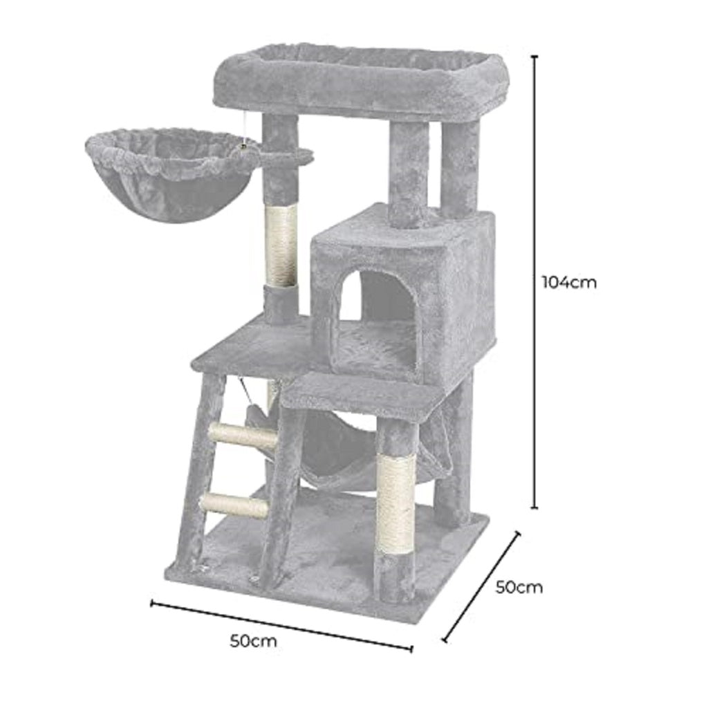 Floofi - 104cm Plush Cat Condo Cat Tree - Light Grey