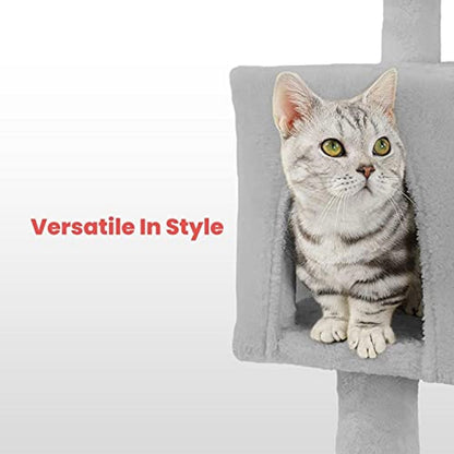 Floofi - 104cm Plush Cat Condo Cat Tree - Light Grey