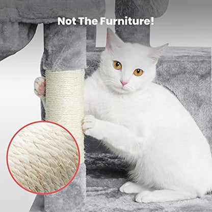 Floofi - 104cm Plush Cat Condo Cat Tree - Light Grey