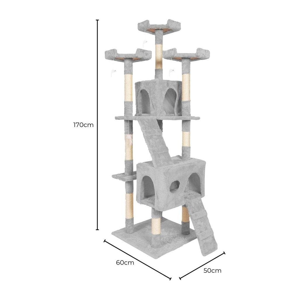 Floofi - 170cm Plush Cat Condo Cat Tree - Grey