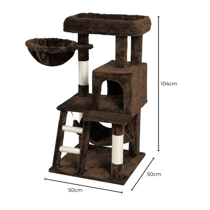 Floofi - 104cm Plush Cat Condo Cat Tree - Brown