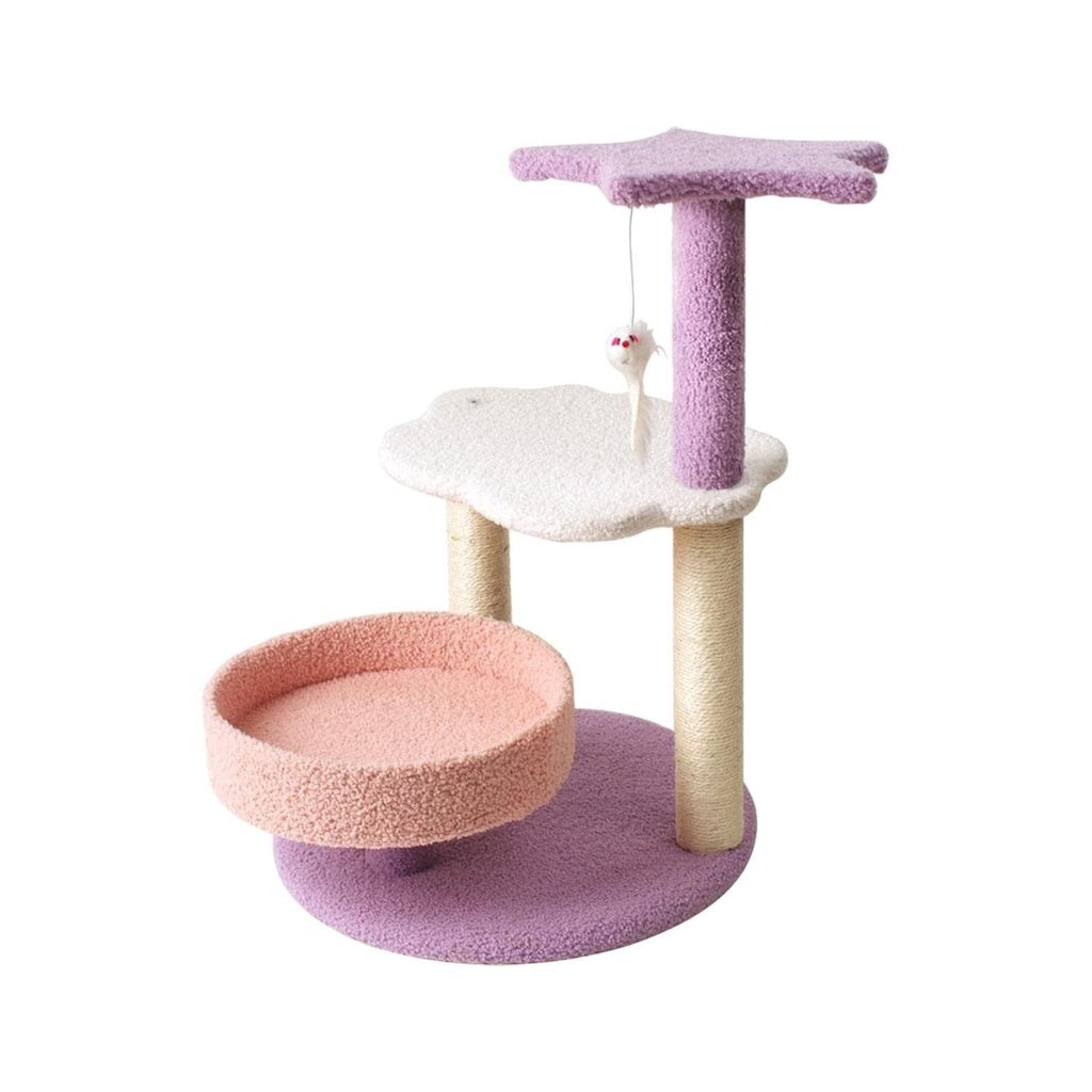 Floofi - 61cm Galaxy Plush Scratching Post Cat Tree - Pink Purple