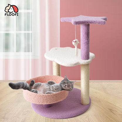 Floofi - 61cm Galaxy Plush Scratching Post Cat Tree - Pink Purple