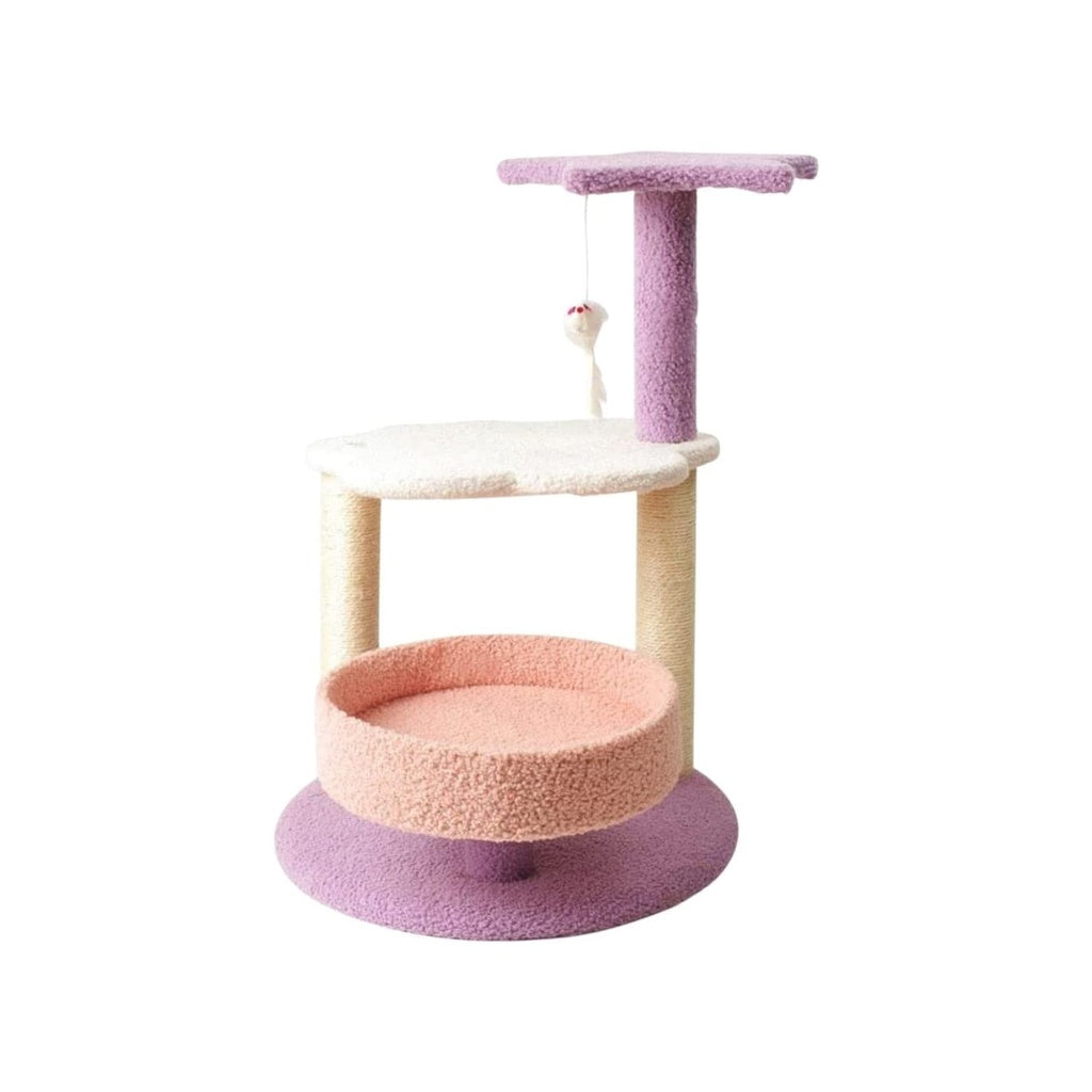 Floofi - 61cm Galaxy Plush Scratching Post Cat Tree - Pink Purple