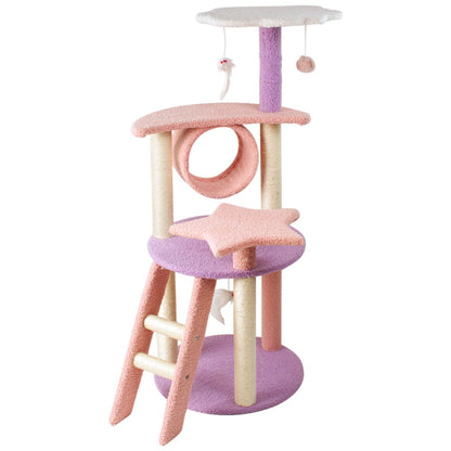 Floofi - 101cm Galaxy Plush Cat Condo Cat Tree - Pink Purple