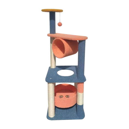 Floofi - 110cm Emoji Plush Cat Condo Cat Tree - Blue Red