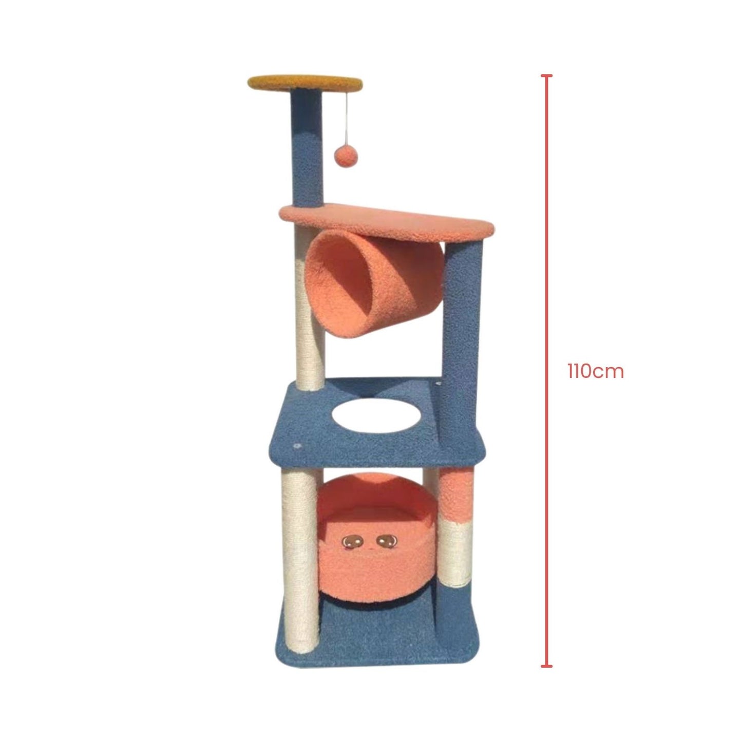 Floofi - 110cm Emoji Plush Cat Condo Cat Tree - Blue Red