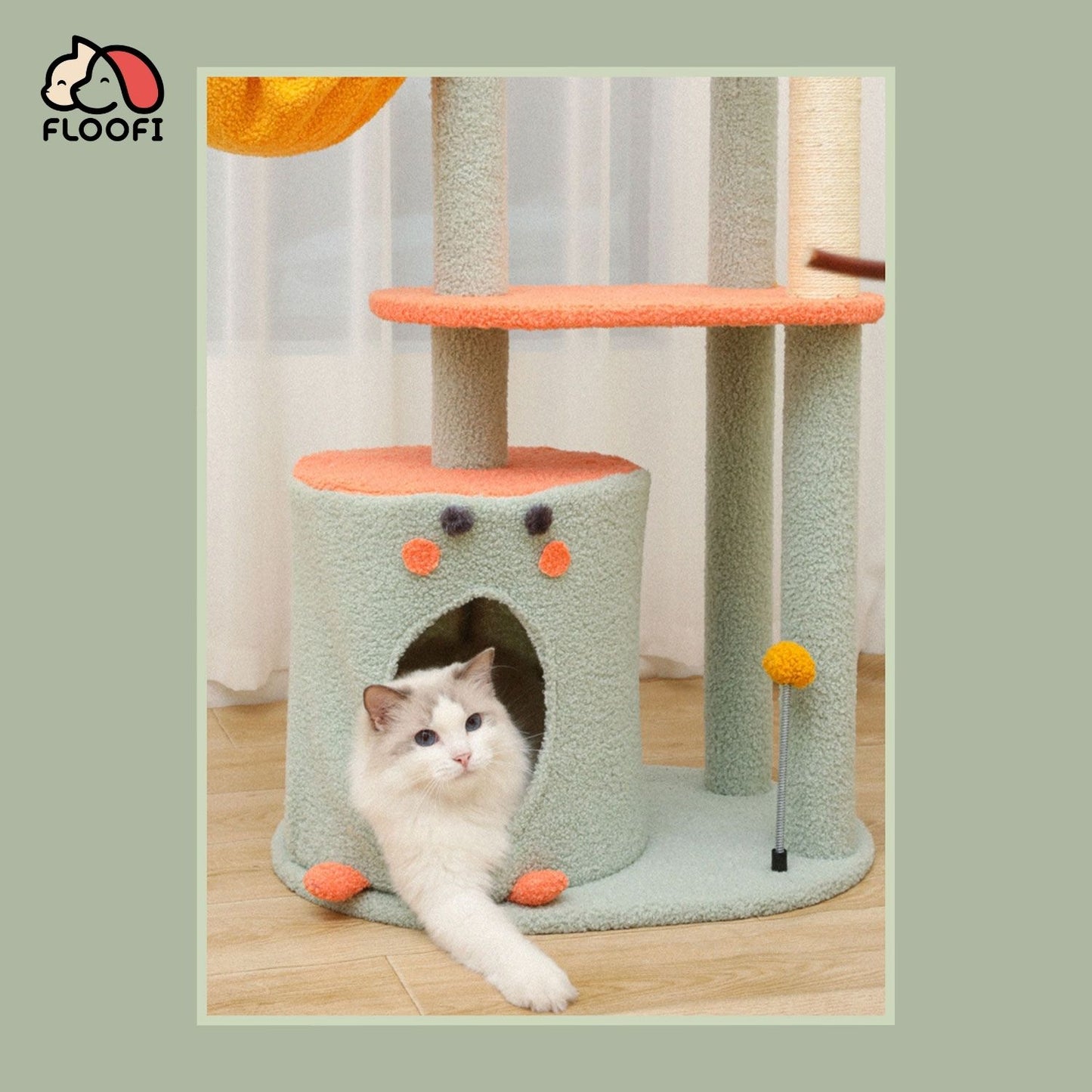 Floofi - 143cm Dinosaur Cat Condo Cat Tree - Green