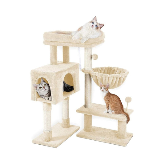 Floofi - 97cm Adjustable Base Plush Cat Tree - Beige