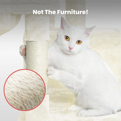 Floofi - 97cm Adjustable Base Plush Cat Tree - Beige