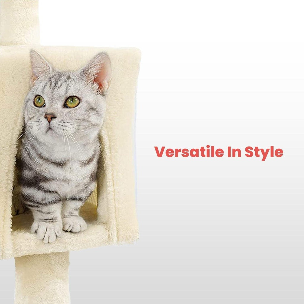 Floofi - 97cm Adjustable Base Plush Cat Tree - Beige