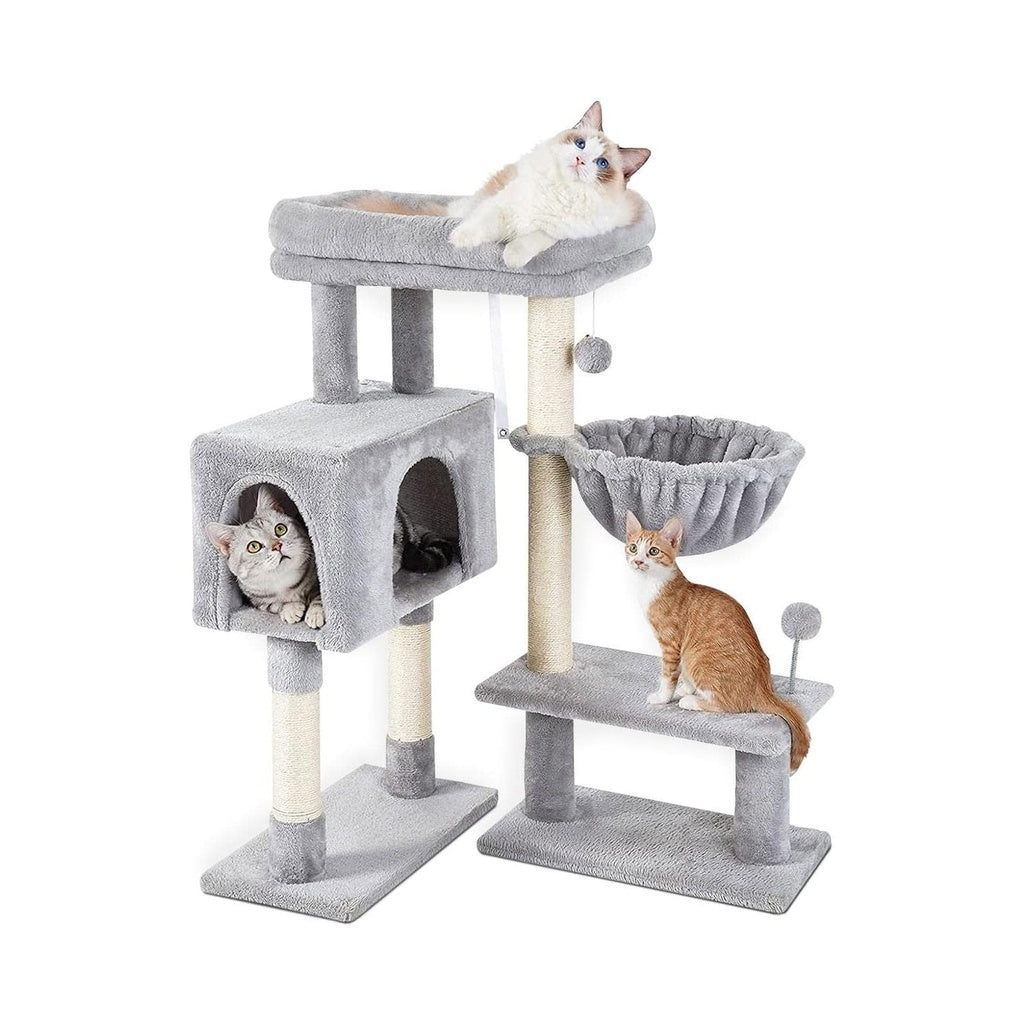 Floofi - 97cm Adjustable Base Plush Cat Tree - Light Grey