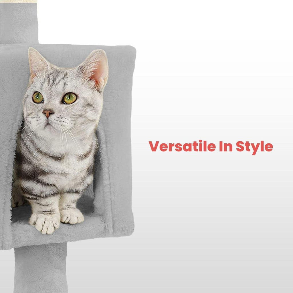 Floofi - 97cm Adjustable Base Plush Cat Tree - Light Grey