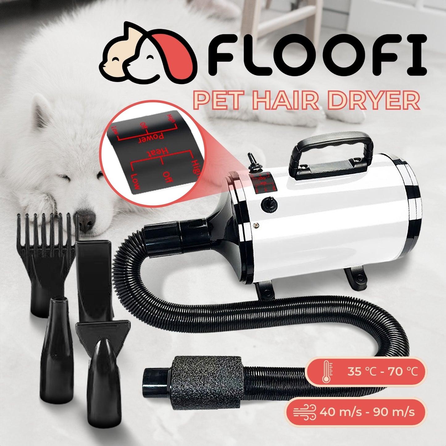 Floofi - Pet Hair Dryer Basic - White