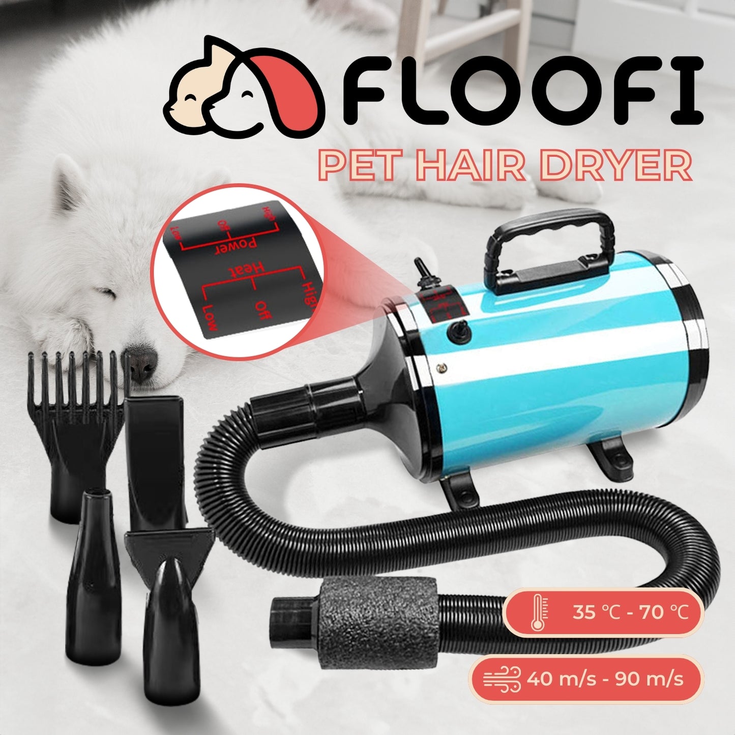 Floofi - Pet Hair Dryer Basic - Blue