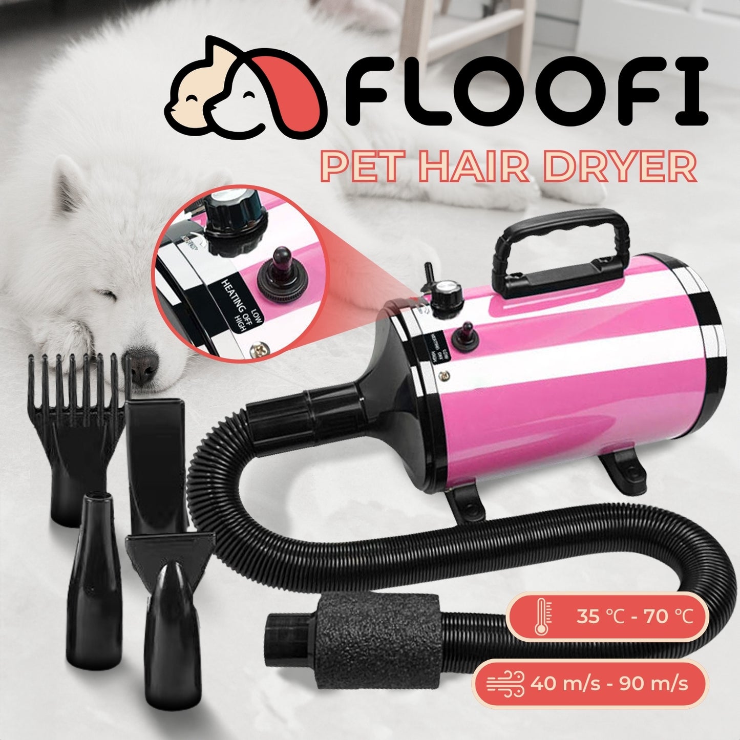 Floofi - Pet Hair Dryer Advance - Pink