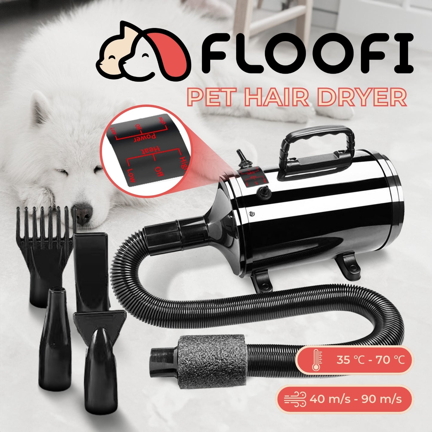 Floofi - Pet Hair Dryer Basic - Black