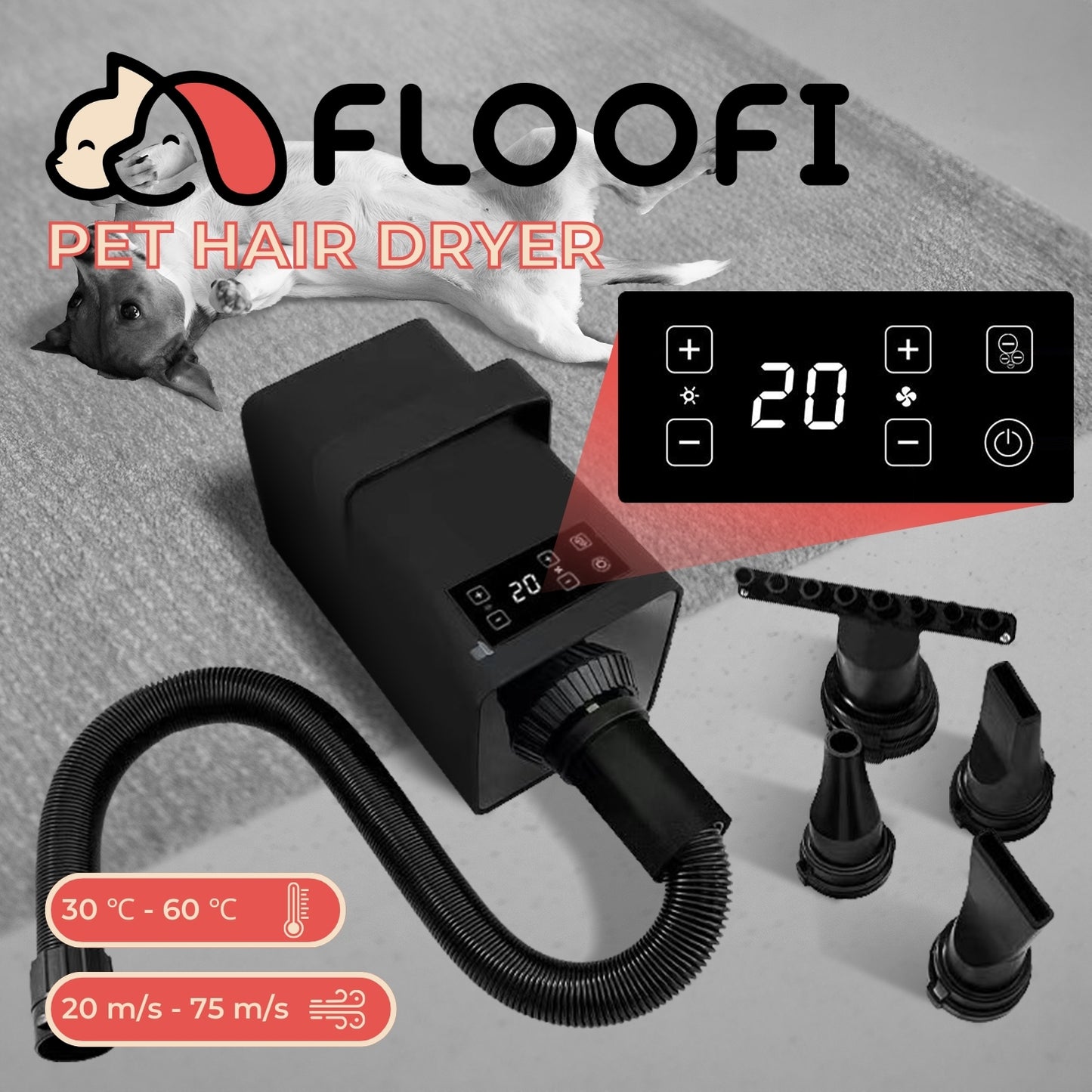 Floofi - Pet Hair Dryer - Black